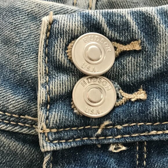 Hudson Icy Blue Jeans Women 10 Blue Mid Rise Flap Pocket Medium Wash Stretch - Picture 12 of 15